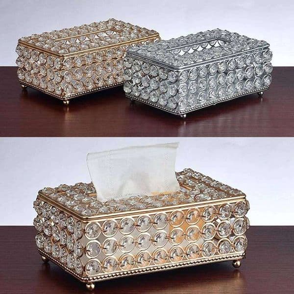Shiny Tissue Box Elegant Napkin Holder for Living Room Bathroom Office Bar 26W0113