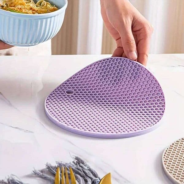 Silicone Hot Pads - Heat Resistant Table Mats for Pots, Pans, Cups, Bowls, Non-Slip Kitchen Trivets, Dishwasher Safe Gra 26Y0113