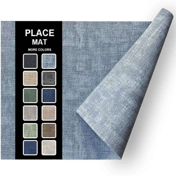 Nordic Style Double-Sided Design Placemats, Rectangle Waterproof Leather Table Mat,Kitchen Dining Decor Coffee Tea Mat 26Y0113