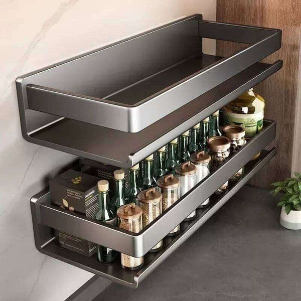 2026 New Ltifunctional Item Shelf Metal Wall Mounted Spice Condiment Storage Rack Organizer Kitchen Accessories 26Y0113 Free Shipping