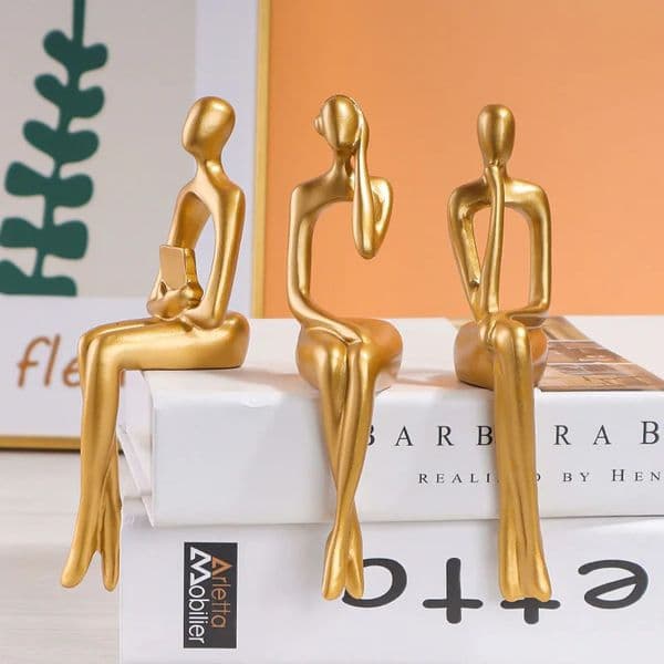 Three-piece Set of Art Figurines for Desktop Decoration Suitable for Study Desk or Bookshelf Decoration 260112