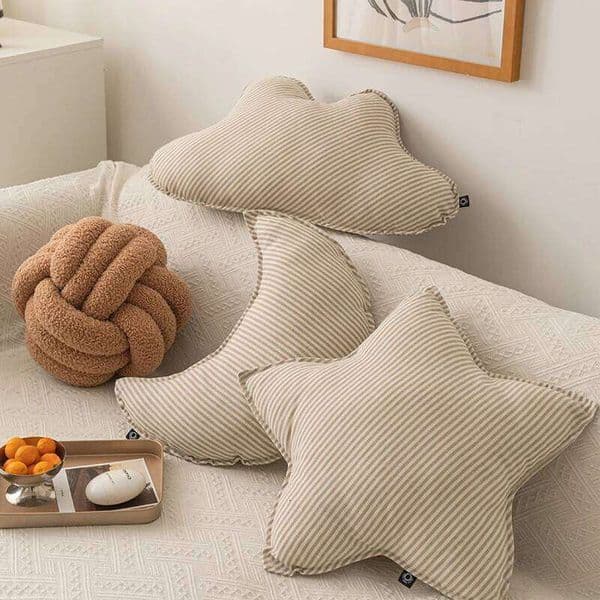 Decoration Cloud Star Knot Sugar Moon Shape Cushion Stripe Soft for Kids Room Party Sofa Chair Car 26H0113