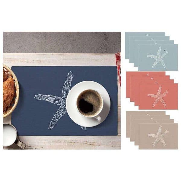 Starfish Print Linen Placemats Minimalist Home Decor Placemat for Kitchen Bar Tables Anti-slip Insulating Desktop Protective Mat 26L0113
