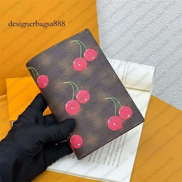 10A designer bag Passport card holder genuine leather cardholder wallet women clutch bags coin Short mini Wallet Cherry Passport Golf wallet 64502