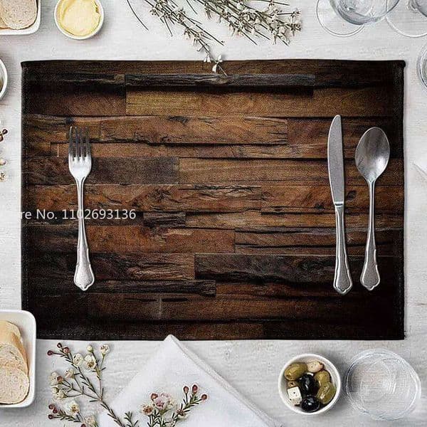 Plate Place Mats Imitation Wood Grain Placemat Linen Pad 40*30cm For Dining Table Mat Non Slip Placemats Bowl Coaster 26Y0113