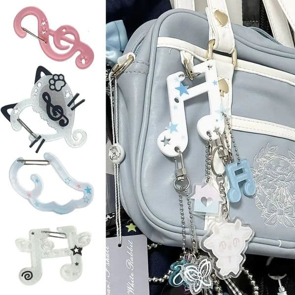 Resin Music Note Keychain For Bags Creative Bag Charms Bag Pendant Ins Phone Pendant Backpack Hanging Ornament Bow Keyring 260112
