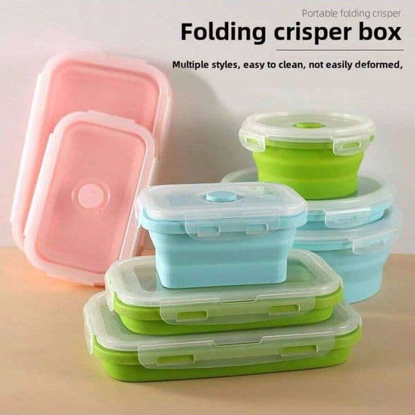 4 Pcs 350/500/800/1200ml Foldable Silicone Lunch Box Set Macaron Colors, Portable Thermal Food Container for Outdoor Picnic 26W0113