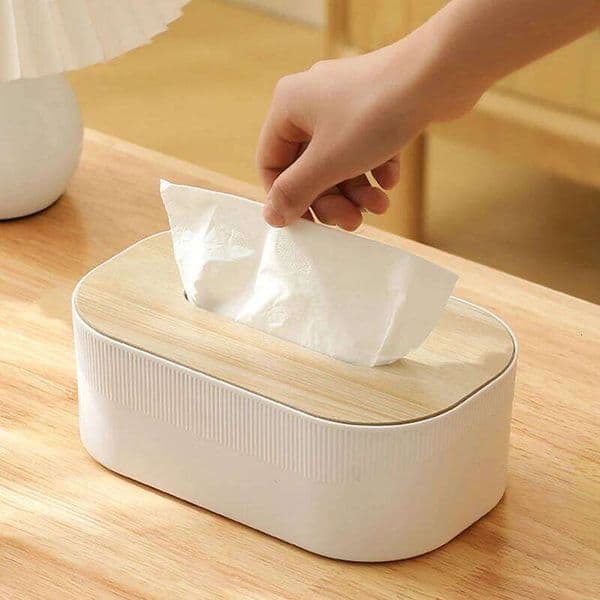 Plastic with Wooden Cover Nordic Simplicity Style Desktop Napkin Living Room Bathroom Toilet Square Tissue Box 26W0113