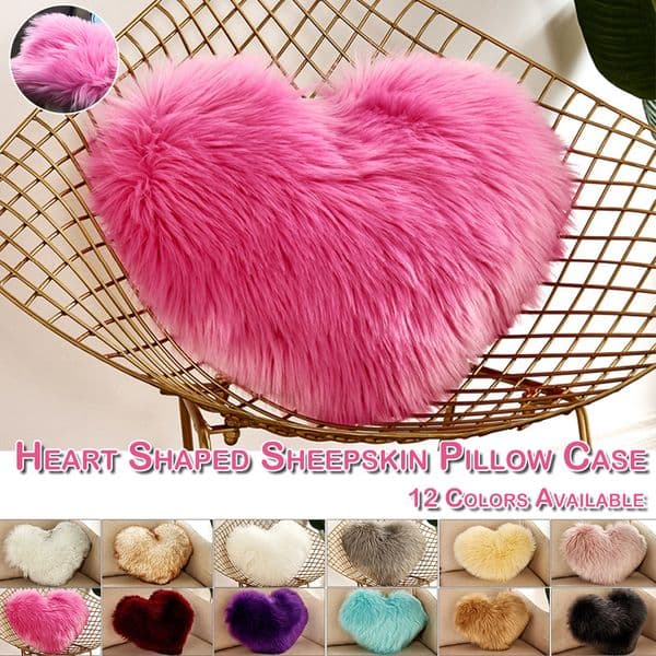 40x50cm Heart Shaped Pillowcase Faux Fur Sheepskin Cushion Covers Fluffy Plush Throw Pillow Sofa Beds Room Decorative 251229
