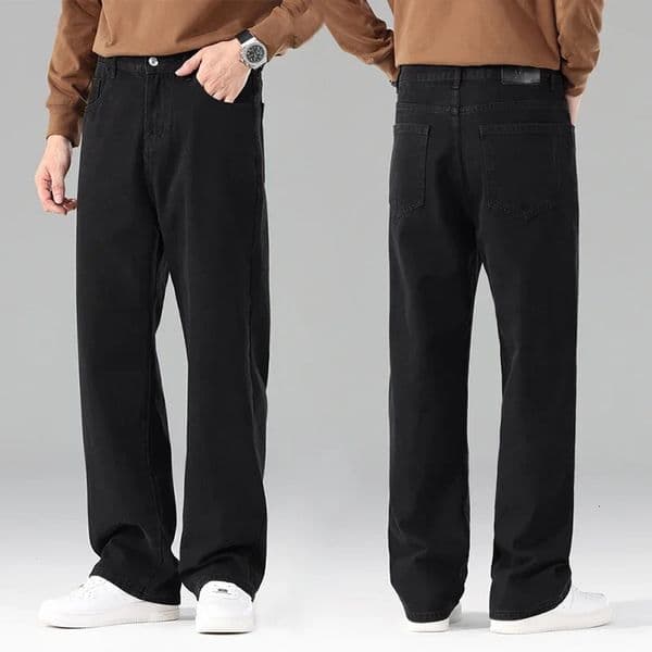Male Autumn Jeans Men Black Casual Baggy Trousers Classic Straight Comfortable Wide Denim Clothing 260112