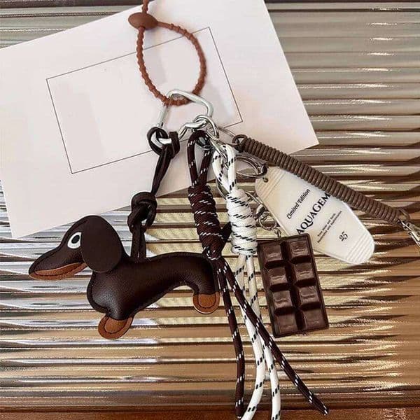Cute Dachshund Keyring Ball Suitable For Mobile Phone Bag Accessory Keychain Couple Pendant