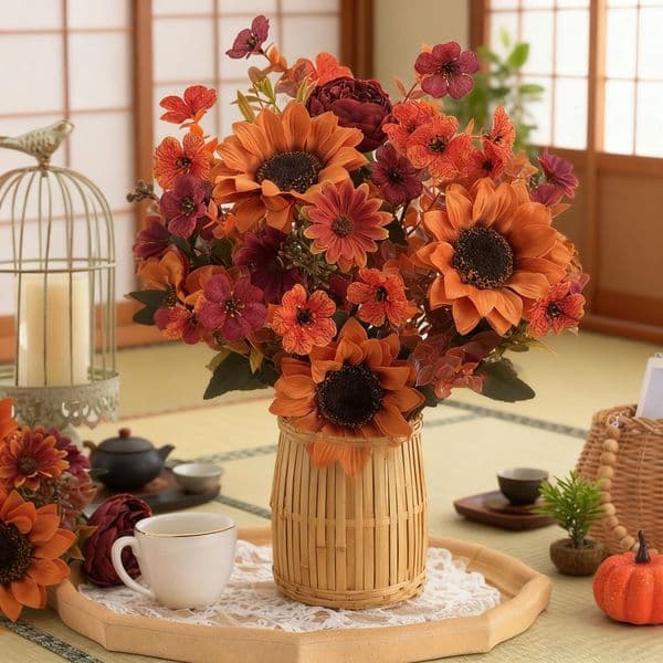 4Pcs Mixed Artificial Flowers Bouquet Sunflower Peony For Home Wedding Party Decor Valentines Year Decoration 251213Bj B2