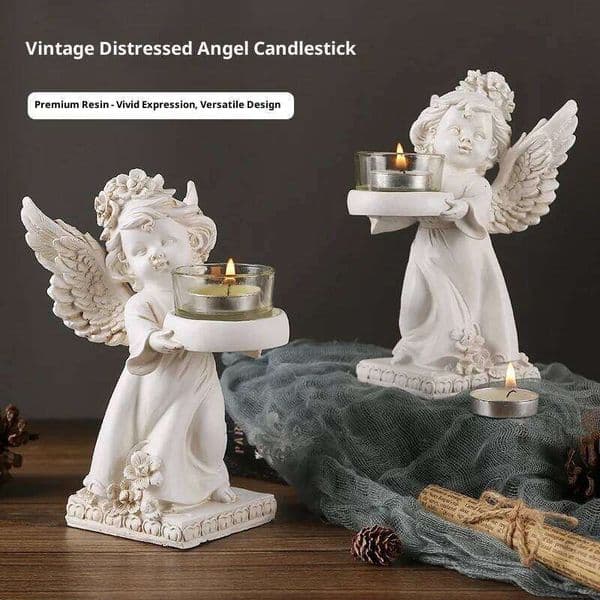 Valentine's Day Vintage Angel Candlestick Resin Home Desktop Romantic Candlelight Dinner Atmosphere Decoration Props 26Y0114