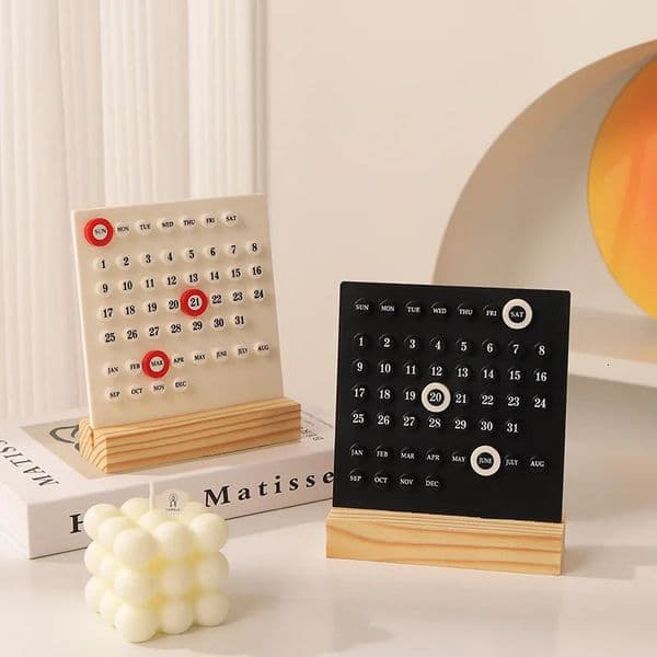 Acrylic Wooden Base Handmade DIY Calendar Office Desktop Home Decorative Digital 260106