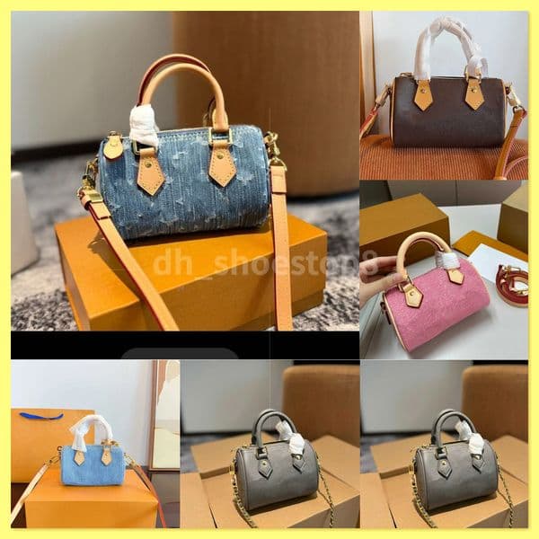 lvsdBags Top Designerlvs bag Mini Nano Shoulder Bag Women Leather Denim Crossbody Brand Emed Tote Purse Brown Flower Handbag 16cm 2a7 d7b fcf 94
