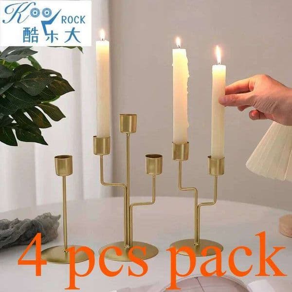 Valentine's Day 4 pcs pack retro candlelight dinner props, Household menorah candlestick ornaments, simple and romantic home table d 26W0114