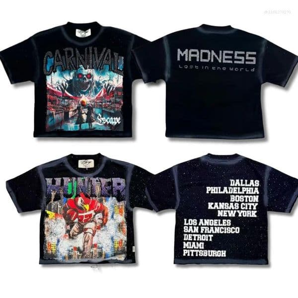 Men's T Shirts High Quality Skulls Printed Tshirts Harajuku Hip Hop Gothic Short-Sleeves T-shirt Women's Tee