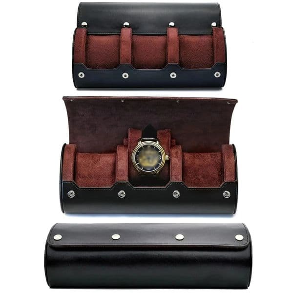 Watch Roll Case Organizer PU Leather Travel for Men and Women 3 Carrying Display 260113