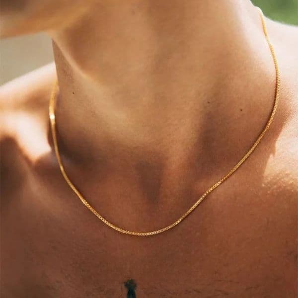 12mm Simple Stainless Steel Box Chain Necklace Gold Color Men Fashion Women Jewelry Trend Accessories 260109