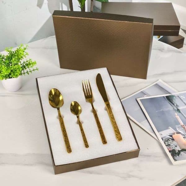 Premium Stainless Steel Steak Cutlery Set Thickened Spoon Fork Knife Chopsticks Kit 4 Piece Western Style Dinnerware