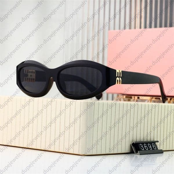 Designer Sunglasses Sports Women Fashion miue Glasses Gold and Silver Frameless Metal Round Oval Optical Frame Black Grey Blue Transparent Lens Sun Eyewear