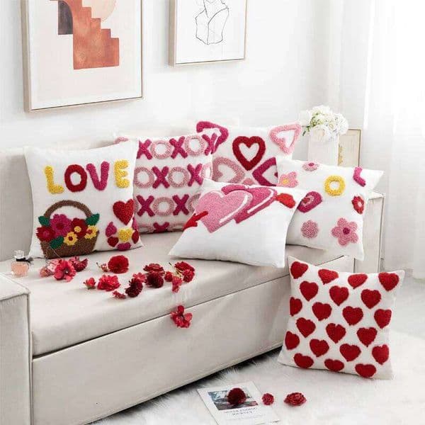 Valentine's Day Valentine's Day Tufted Heart-Shaped Pillowcase Cojines Cotton Towel Embroidery Sofa Throw Cushion Cover Headboard Pi 26H0113