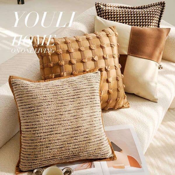 Valentine's Day 30X50/45X45CM Brown Cream Throw Pillow Vintage French Stamping Waist Cushion Cover Decor Home Decorative Pillowcase 26H0113