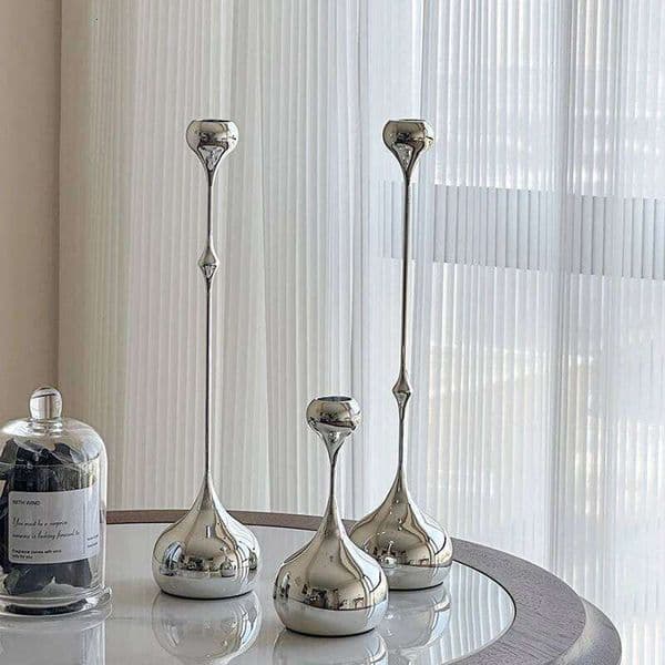 Valentine's Day Silver Candle Holder, Metal Candlestick Romantic Art Table Decoration For Home Dining , Wedding Photography Props 26W0114G13