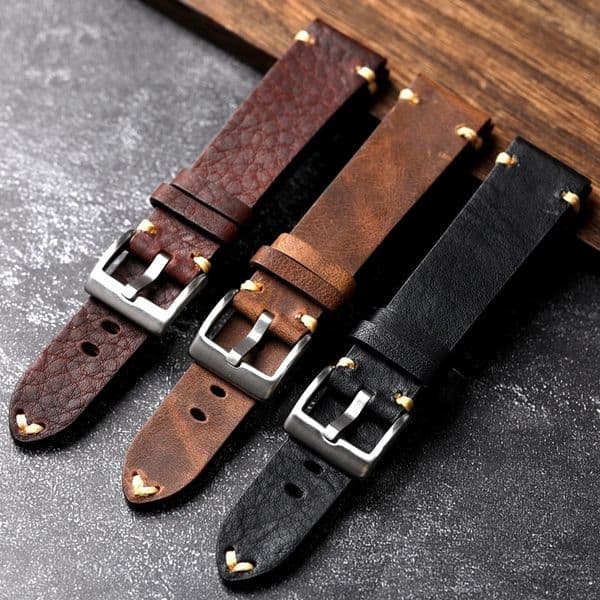 Handmade Genuine Leather Watchband Old Brown Black 18 20 22MM Soft Mens Vintage Bracelet First Layer Cowhide Leather Bracele 260109
