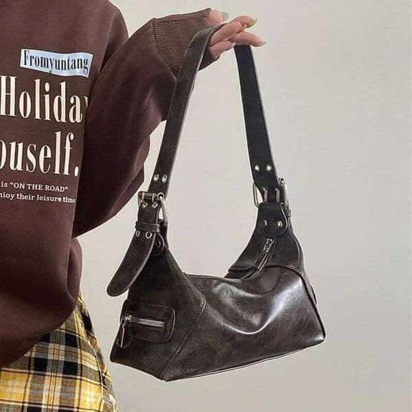 Vintage Y2k Women's Underarm Bags Pu Leather Hot Girls Shoulder Casual Portable Female Tote Purse Crossbody Bag Handbags Kl928