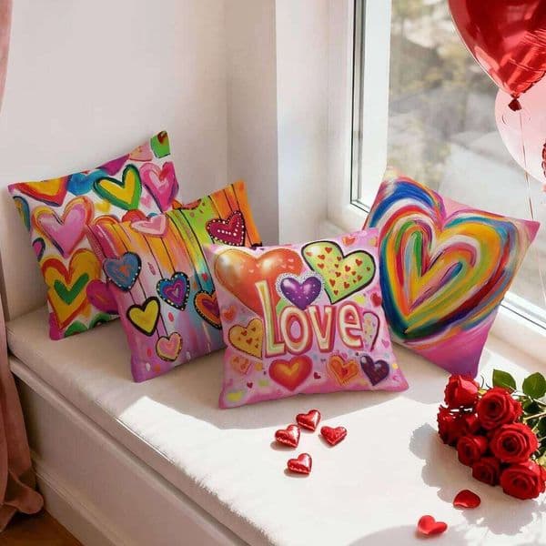 Valentine's Day Heart Valentine'S Day Pillowcase Printed Polyester 40/45/50cm Throw Pillowcover Decorative Sofa Cushion Pillowslip H 26H0114 Pillow Case