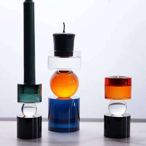 Valentine's Day Creative and Simple Home Crystal Colorful Candlestick Ornaments Sales Department Living Room Geometric Shape Candlel 26Y0114
