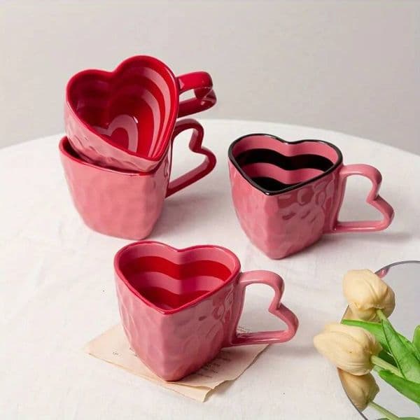Valentine's Day Love Heart Mug Romantic Ceramic Coffee Cup Valentines Birthday Gifts for Couples Her Boyfriend Girlfriend Women designer luxury Valentine's Day