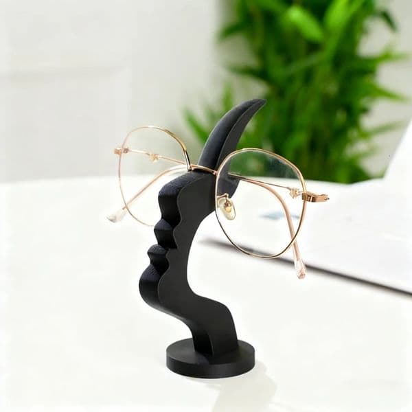 1pc Unique Curved Eyeglass Holder Stand Secure Artistic Storage Solution Elevate Desk or Nightstand Decor Practical Minimalist 260113BJ