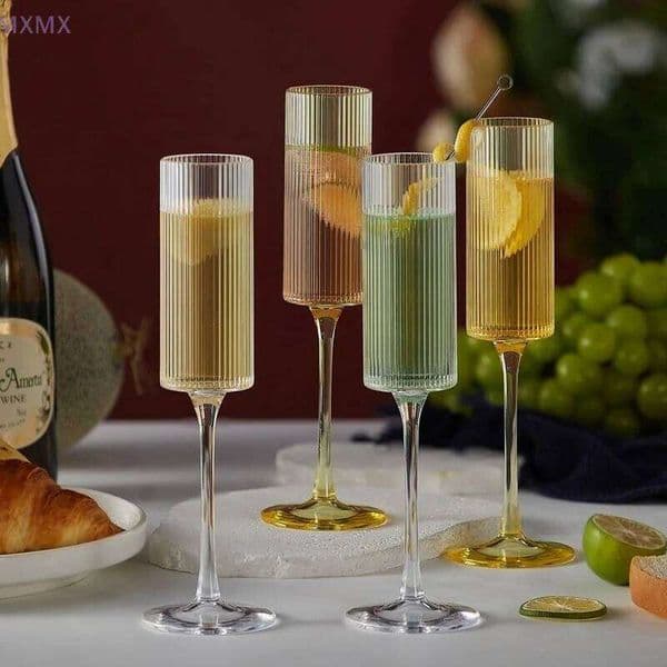 Valentine's Day 175ML Transparent Striped Plastic Goblet Unbreakable Wine Glass Luxury Cocktail Champagne Cup For Party Drinkware 26L0114