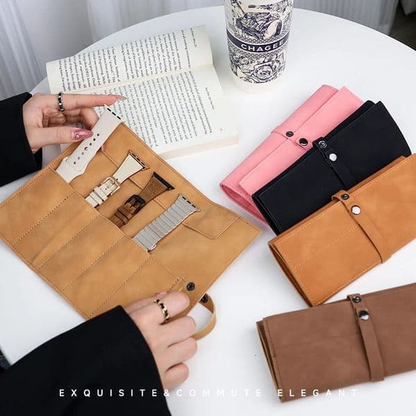 Waterproof and dustproof leather watch strap storage bag fashionable snapon multifunctional portable 260113