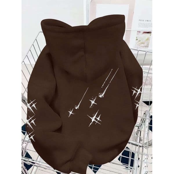 Men's Thickened Sweatshirt - Loose-Fit Hooded Coat With Geometric Abstract Print, / Color Block Design, Soft Plush Fabric, Front Pocket, All-Season Casual
