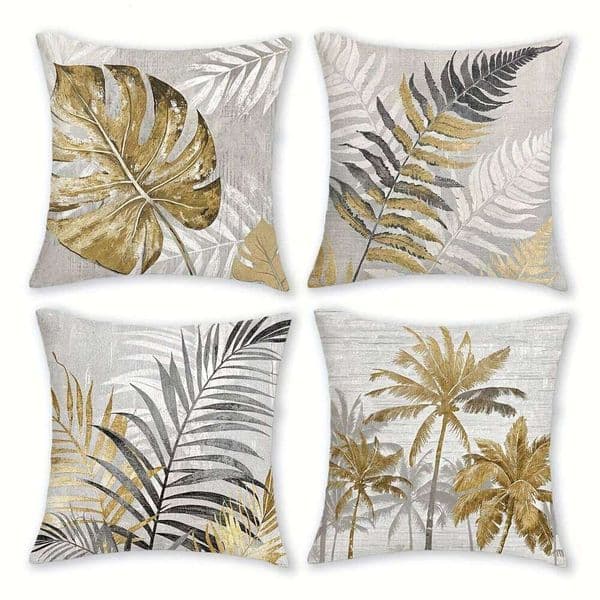 Valentine's Day Golden Leaf & Palm Tree Pillowcase ,Sofa bedroom cushion cover, single-sided printing, without pillow core 26H0113