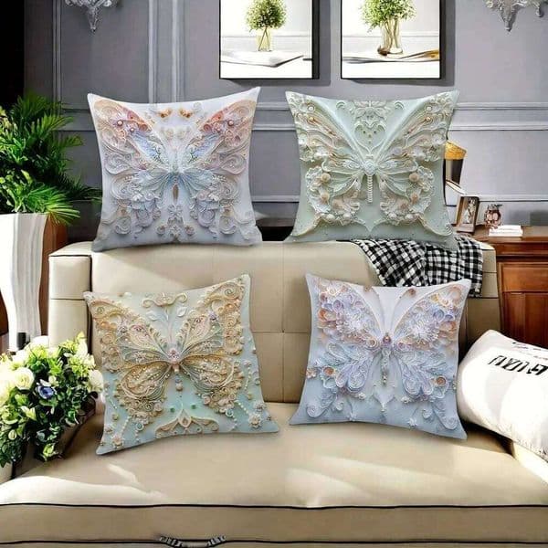 Valentine's Day Butterfly carving symmetrical pillowcase, ultra-soft polyester material living room sofa backrest car pillowcase hom 26H0113