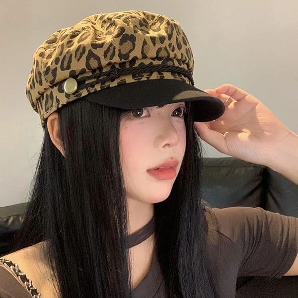 Women Leopard Berets Autumn Winter Vintage Octagonal Cap Retro Elegant Ladies Painter Hat Korean Girl Cloud Berets Duckbill Hats 260113