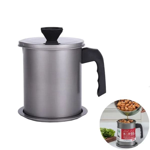 1 Piece Stainless Steel Oil Filter Bottle Kitchen Storage Can Container With Removable A Coaster Tray Grease Keeper YY064 260113