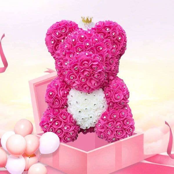 Valentine's Day Drop shipping Valentine's Diamond Teddy Rose 40cm Artificial Flower Bears For Girls Christmas Gifts 26Y0112 26Y0114