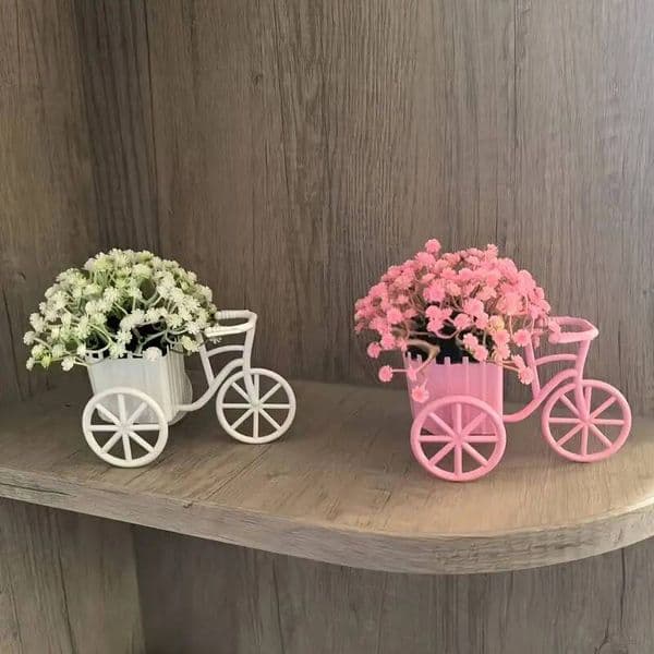 Light Luxury Modern Style Bicycle Flower Basket with Beautiful Artificial Flowers and Baby's Breath, Warm Home Decor for Cabinets, designer luxury Valentine's Day