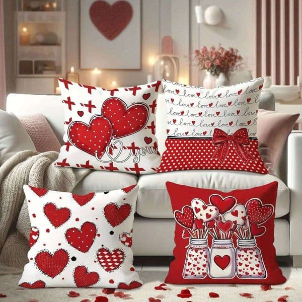 Valentine's Day VIKAMA Valentine's Day Love Living Room and Bedroom Peach Felt Cushion Cover, Home Decoration Pillow Cover 26H0113 Pillow Case