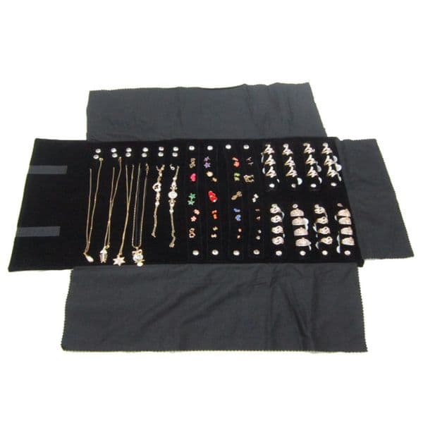 Multifunctional Travel Storage Earrings Ear Studs Necklace Ring Roll Jewelry Exhibition Portable Bag