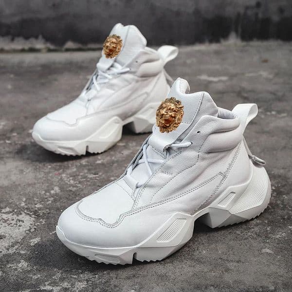 White Boots high top shoes men Europe station fashion brand casual shoes inside elevating sports shoes platform daddy shoes A01