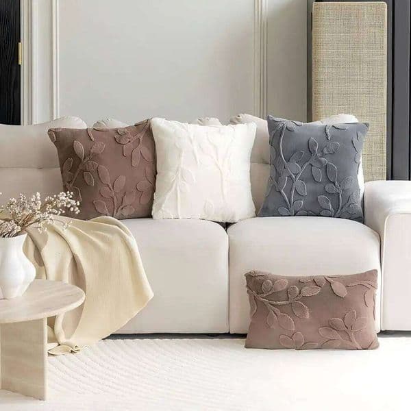 Valentine's Day BUYNOW 1PC Plush Leaf Pattern Cute Pink Pillowcase High-end Luxury Living Room Sofa Cushion Cover Home Bedroom Car D 26H0113