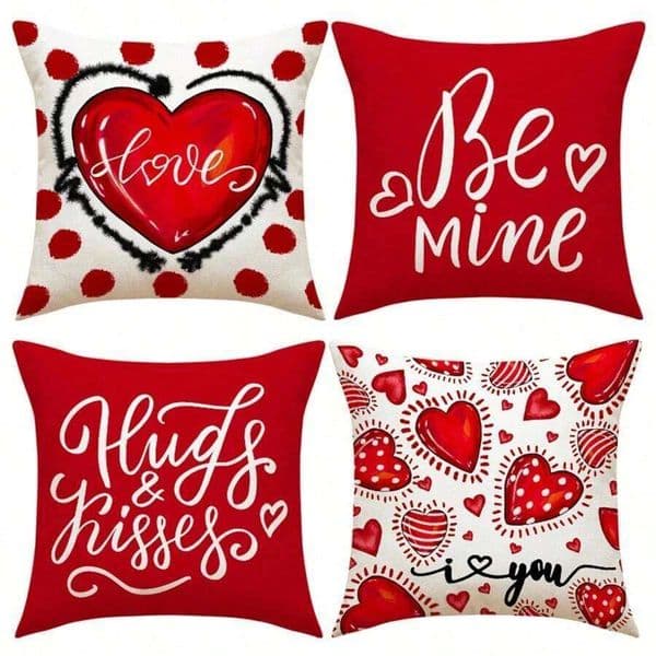 Valentine's Day Red Heart Romantic Pillow Cover | 45x45cm Zippered for Valentine Wedding Anniversary Home Party Decor No Insert 26H0113 Pillow Case