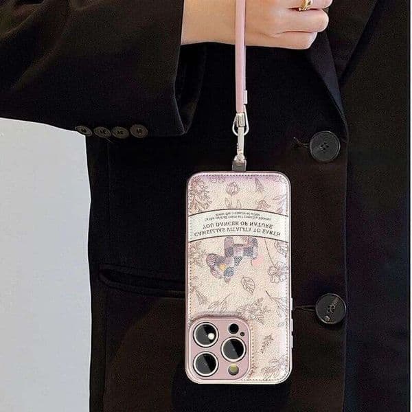 Ins Style Vintage Pony iPhone Case, Full Coverage Air Cushion & Leather Wrist Strap for iPhone 17 Pro Max/16/15 Pro Max