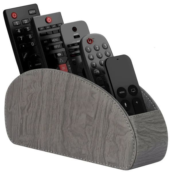 PU Leather Remote Control Holder5CompartmentsMultiDevice Organizer for TVDVDBluRayDesk DrawerStorageBoxHomeOfficeDecor 260113
